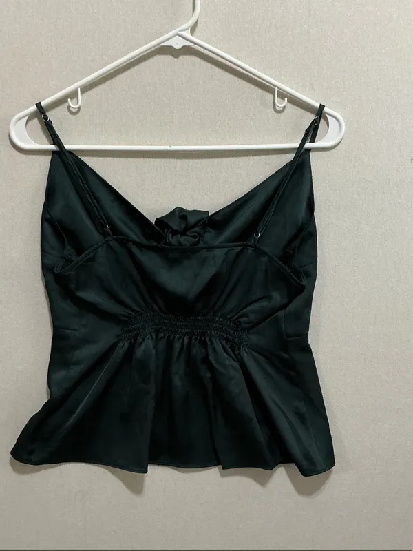 Abercrombie & Fitch Black Satin Tie-Front Camisole - Image 4