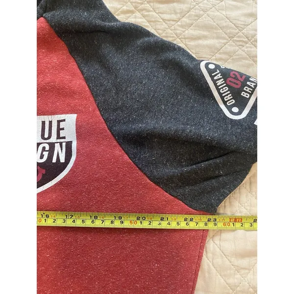 Unisex Raglan True Religion Sz M Red Zip Up Hoodie Sweatshirt - Image 15