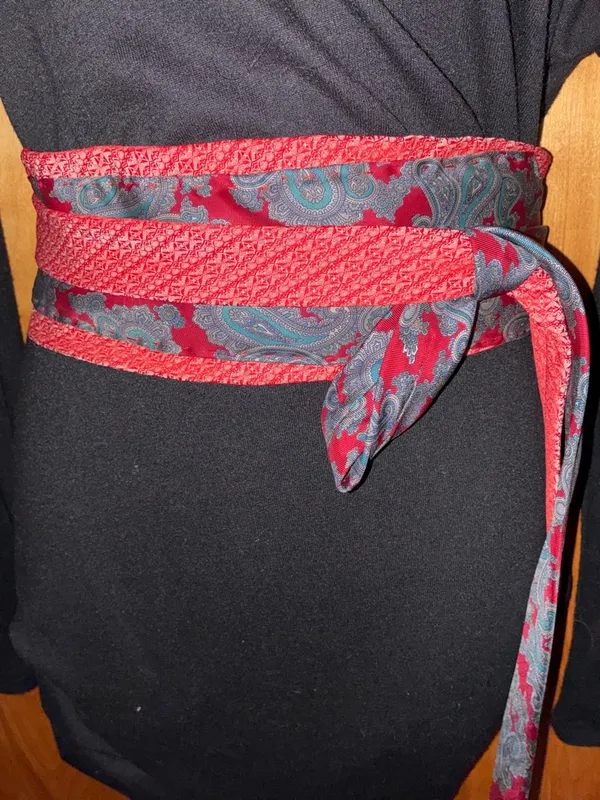 Handmade Orent Bros. Red, Blue & Gray Paisley Tie Belt One Size - Image 2