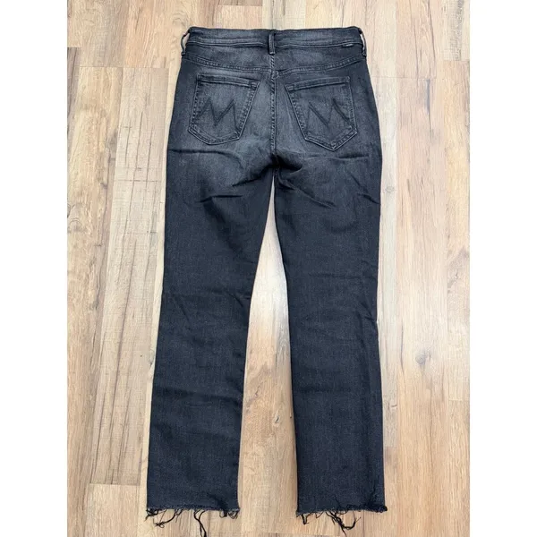 MOTHER The Rascal Ankle Snippet Night‎ Hawk Black Raw Hem Jeans 27 - Image 4