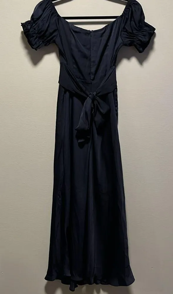 HELLO MOLLY (NWT) Sky Child Ruched Puff Sleeve Maxi Dress Navy, Size XS/2 - Image 11