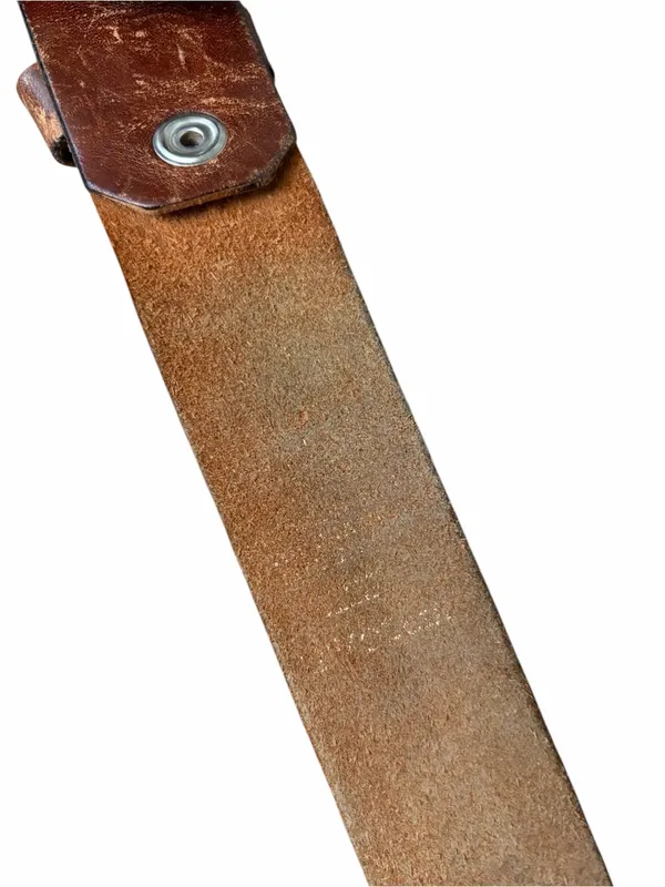 Vintage 70s leather brass buckle belt medium - Image 5