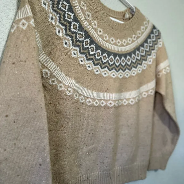 Original Weatherproof Vintage Tan and White Nordic Pattern Fair Isle Sweater - Image 5