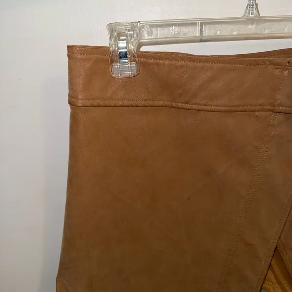 NWT $88 Free People Ari Camel Vegan Suede Buckled Wrap Mini A-Line Skirt 8 - Image 11