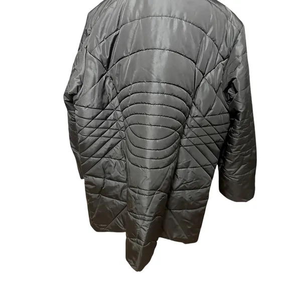 Avenue Puffer Jacket Quilted Design Faux Fur Trim Hooded Solid Black W 14/16 NWT - Image 8