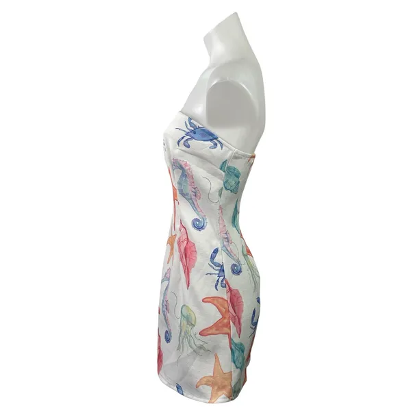 Cider Under The Sea Aquatic Strapless Tube Bandeau A Line Mini Dress Size XS - Image 2
