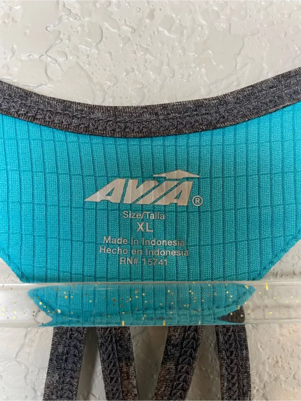 Avia Teal Tank with Gray Center Stripe and Strappy Back Size XL - Image 4