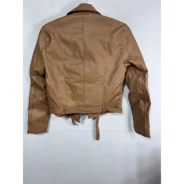 Love Tree Medium Tan Moto Jacket Women's Faux Leather‎ Biker - Image 5