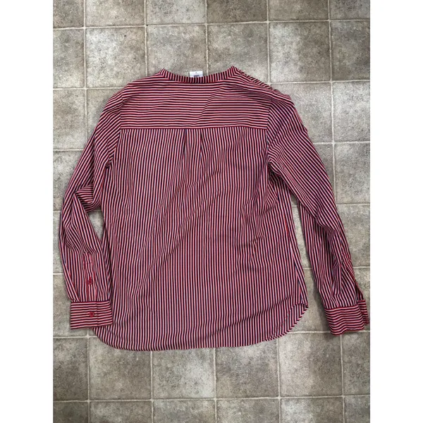 Cabi 5335 Red White Blue Striped Split V-Neck Blouse Womens‎ Small Long Sleeve - Image 7