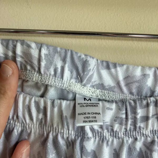 Nicole Miller Pajama Set M Gray White Womens Abstract Animal Print Stretch - Image 7