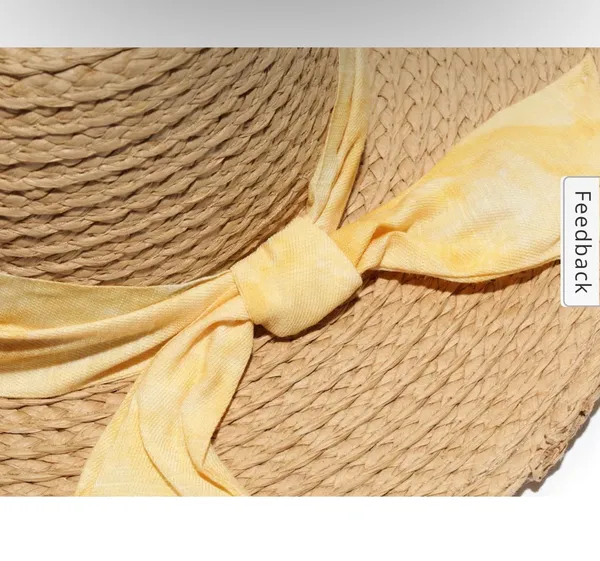 Kelly & Katie Straw Ribbon Panama Hat in Tan & Yellow NEW - Image 5
