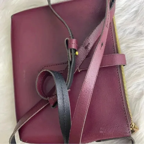 J. Crew Burgundy Leather Crossbody Purse - Image 3
