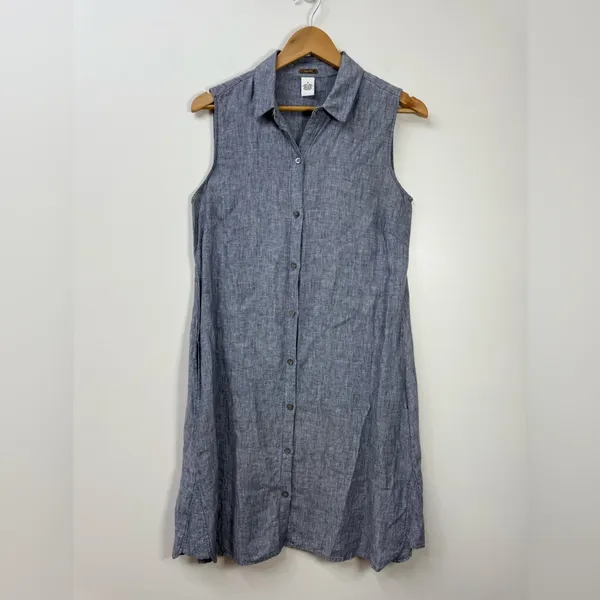Magaschoni Blue 100% Linen dress Size S - Image 2