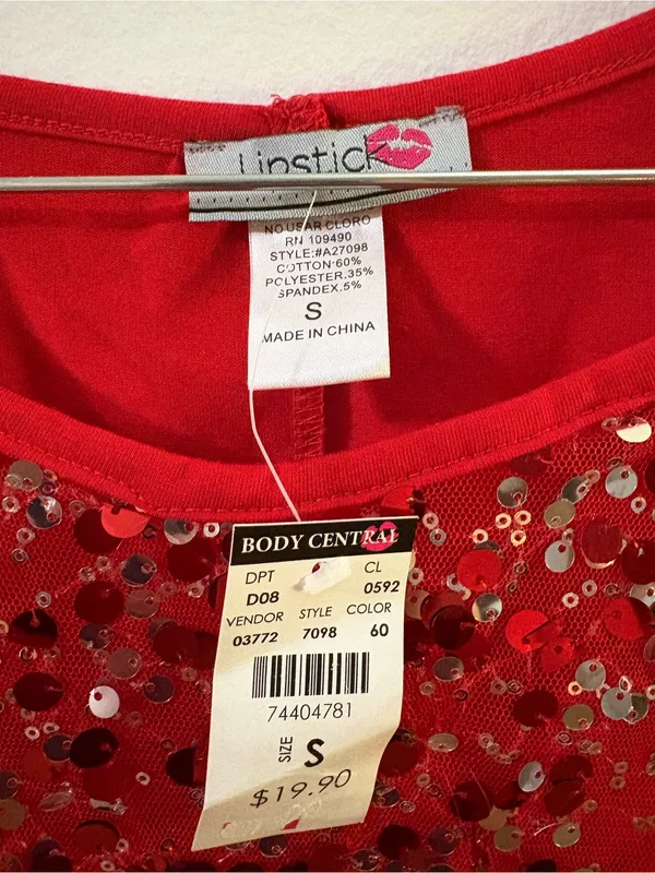 Body Central Red Sequin Crop Top - Image 4