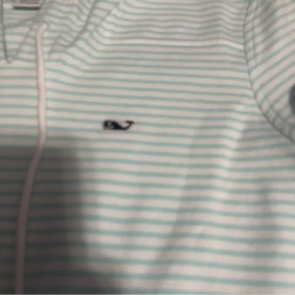 Vineyard Vines Mint Blue and White Striped Hoodie; Small - Image 2