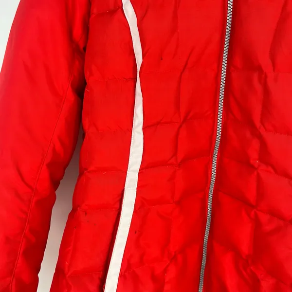 Eddie Bauer 550 Down Puffer Jacket Womens M Red Fur Hood Winter Ski Coat - Image 14