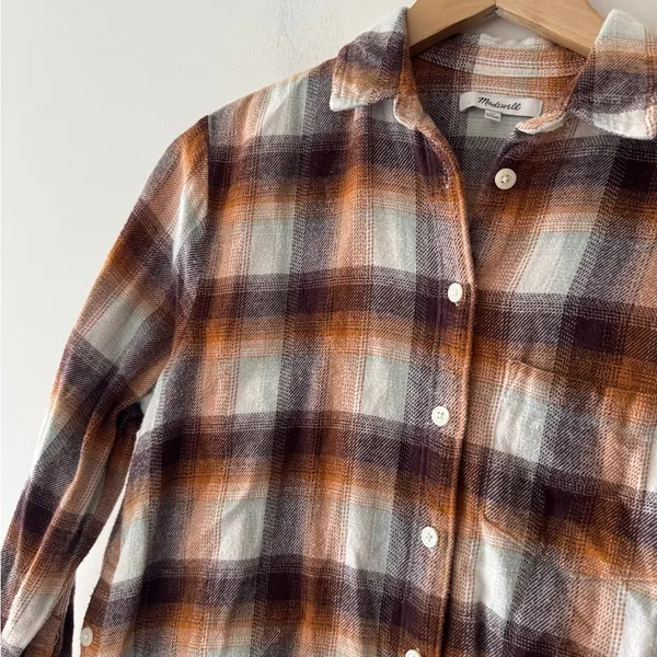 Madewell Flannel Side-Button Oversized‎ Ex-Boyfriend Shirt in Bickett Plaid - Image 4