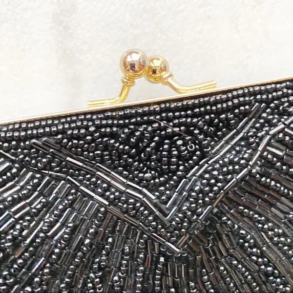 Vintage Black Beaded Evening Bag - Image 5