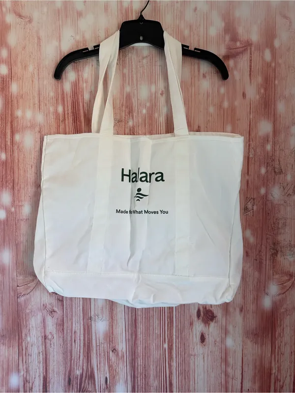 Halara White Logo Green Letter Print Casual Canvas Tote Bag NWT - Image 2