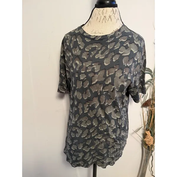 ALLSAINTS Leopard Print Oversized Fit‎ T Shirt Women S Grey Black Short Sleeve - Image 2
