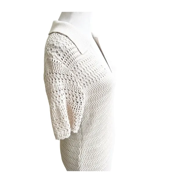 Loft Beach Maxi Dress LP Tan Crochet Open Knit Short Sleeve Cover Up Outdoor - Image 8