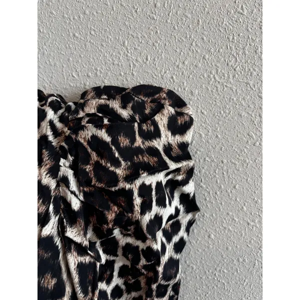 NWT‎ Farm Rio Leopard Maxi Dress XS Brown Animal Print Puff Sleeve V-Neck - Image 11