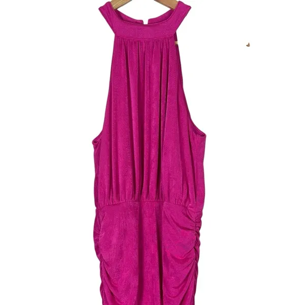 NWT Lulus Always Remarkable Fuchsia Pink Ruched Halter Midi Dress Glam Size XS - Image 4