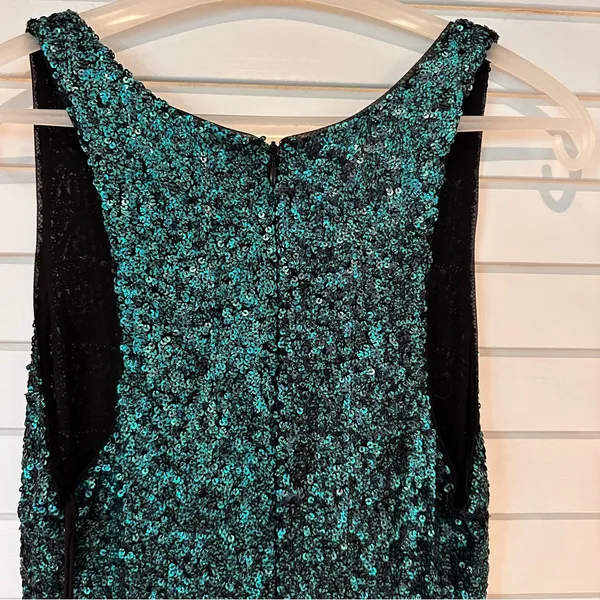 Alice And Olivia Sequins Tank Dress Sz 4 Mini Aqua Embellished Sleeveless - Image 4