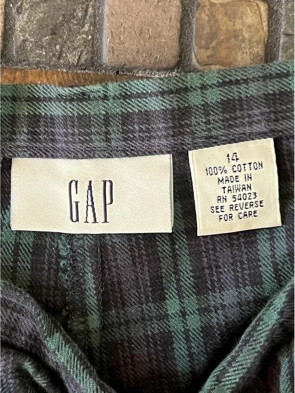 Vintage 90s Gap Navy Green Plaid Dark Academia Old Money Pants size 14 💚 - Image 7