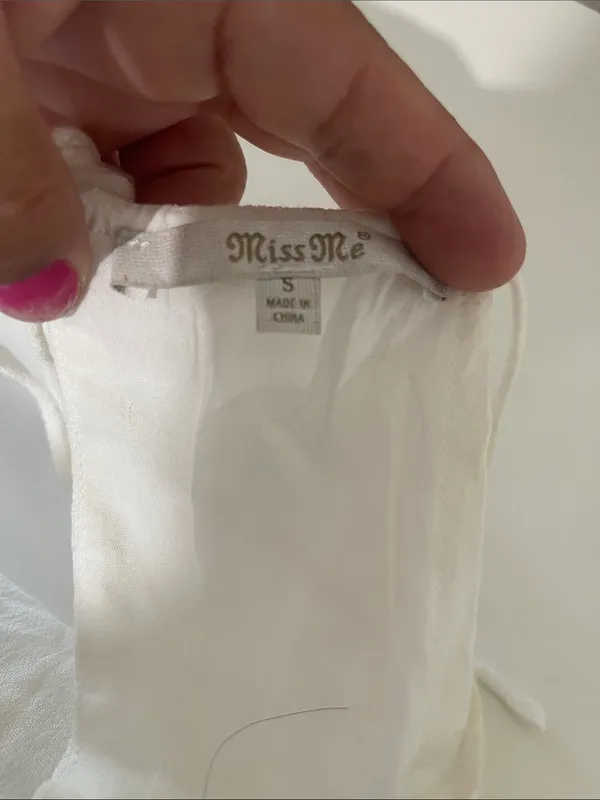 Miss Me White Mini lined summer Dress with Rust Embroidered Front - Image 5