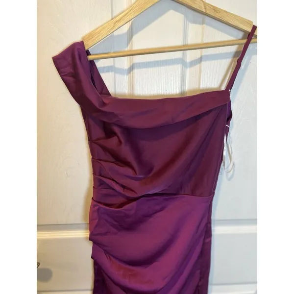 Lulus Showing Off A Little Magenta Asymmetrical Tulip Midi Dress XS Formal NWT - Image 7