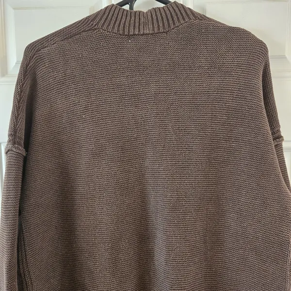 Seven7 Womens Cardigan Sweater Large Brown Oversized Open Front Cotton Knit NWT - Image 9