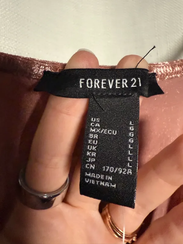 Forever 21 Crushed Velvet Pink Mini Dress Size Large - Image 6