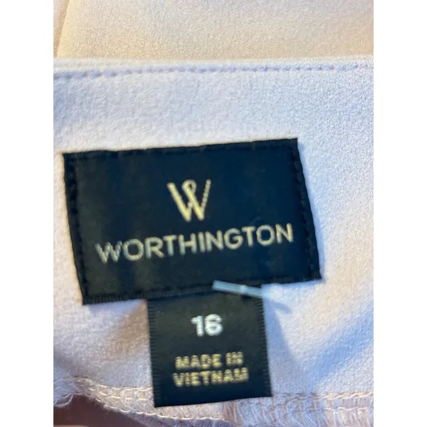 Worthington Pale Pink Faux Wrap A-Line Skirt Size 16 Business Casual Office - Image 6