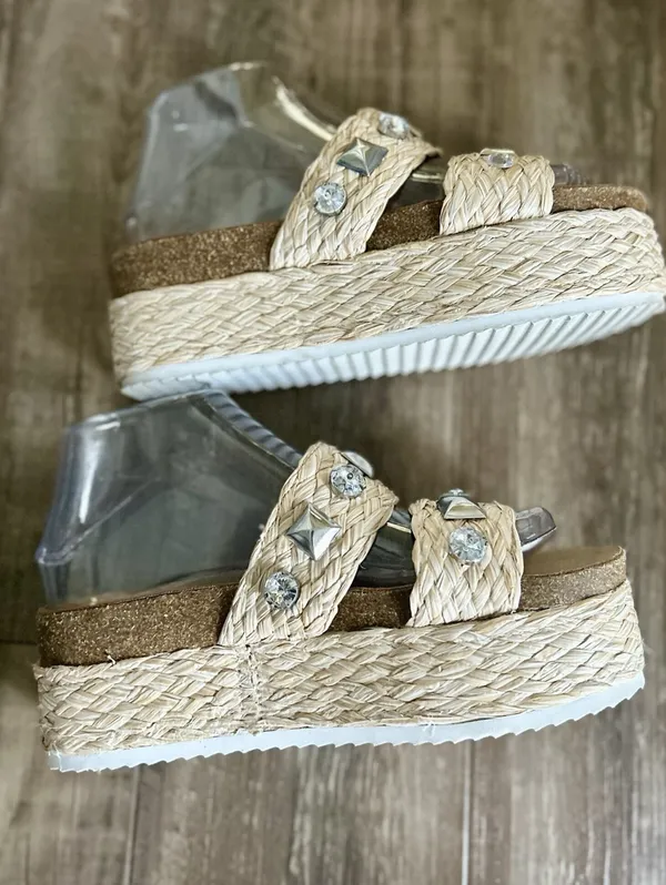 Steve Madden Platform Gemstone Sandals Jewel Embellished Size 7 - Image 5