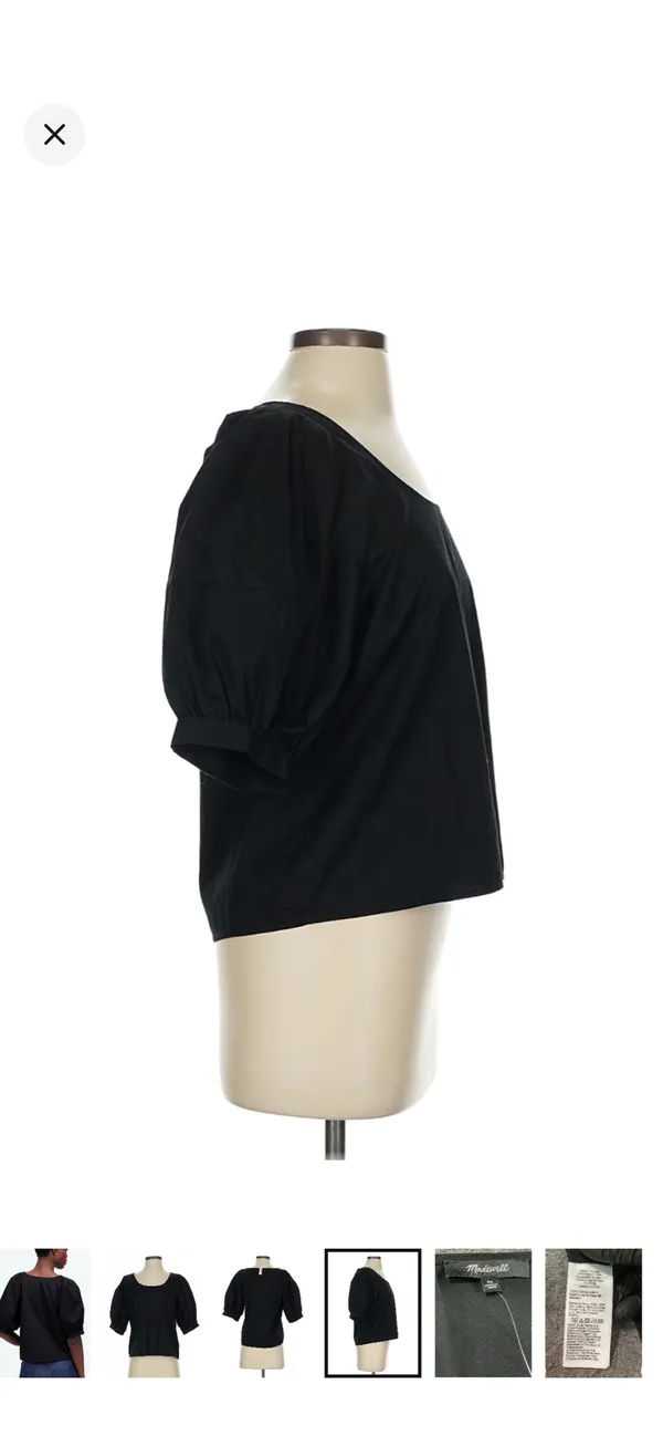 Madewell Black Puff Sleeve Top NWT - Image 6