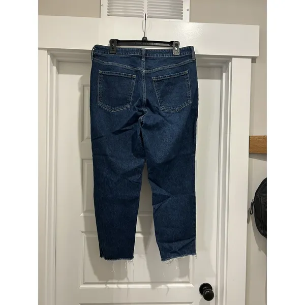 Old Navy Women’s High Rise OG Straight Jeans Dark Wash Button Fly Size 14 - Image 5