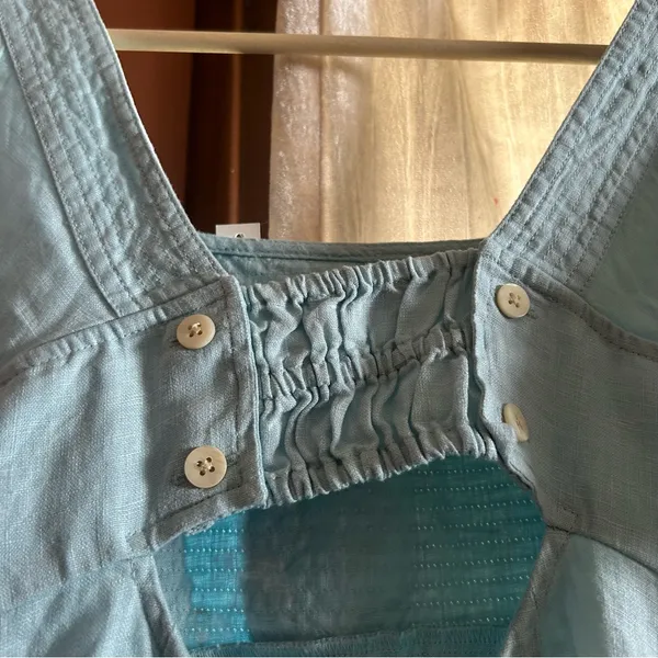 Madewell‎ Square-Neck Mini Dress 100% Linen Euro Summer Coastal Blue NWT Sz 00 - Image 7