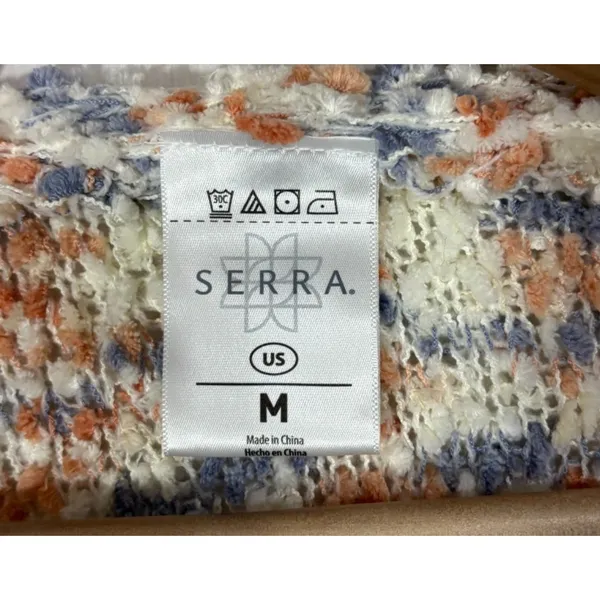 Serra Cardigan Sweater Multicolor Popcorn Knit Open‎ Front Pockets Cozy Layer M - Image 4