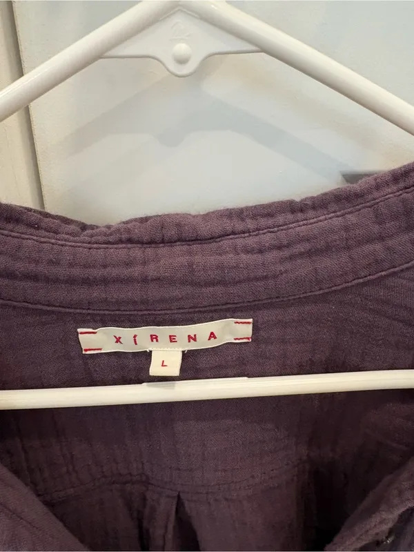XiRENA Deep Purple Button-Down Textured Shirt Size Large - Image 3