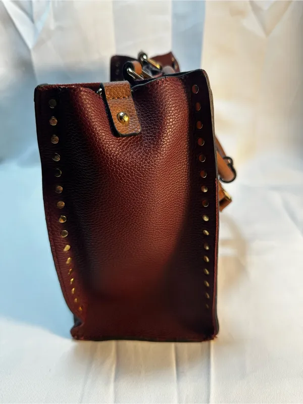 Marc New York Wine Red Tote with Gold Accent Studs - Image 3
