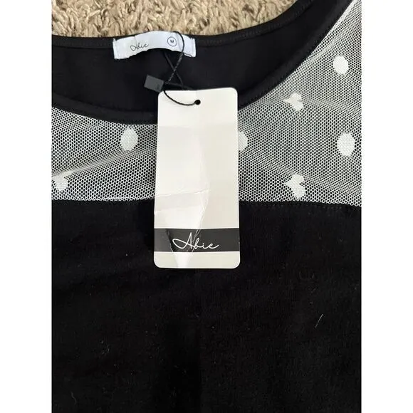 NWT‎ Abie Women's short sleeve mesh black dress size medium - Image 6