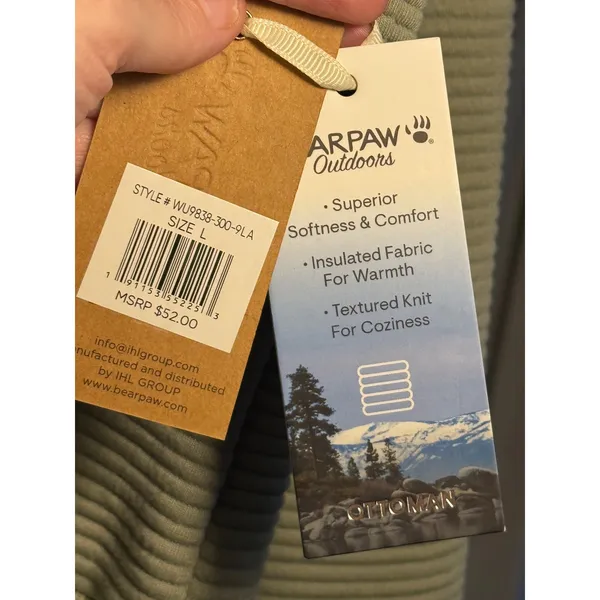 Bearpaw Outdoors Ribbed Quarter Zip Pullover Sage Green‎ Large NWT - Lg - Image 7