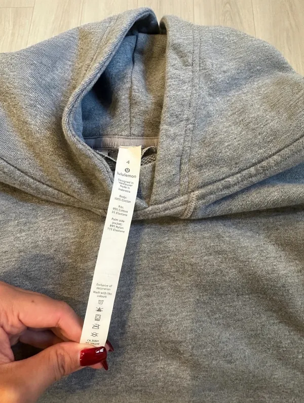 Lululemon Scuba Women's Gray Pullover Hoodie Sz 4 Cotton Fleece - Image 3