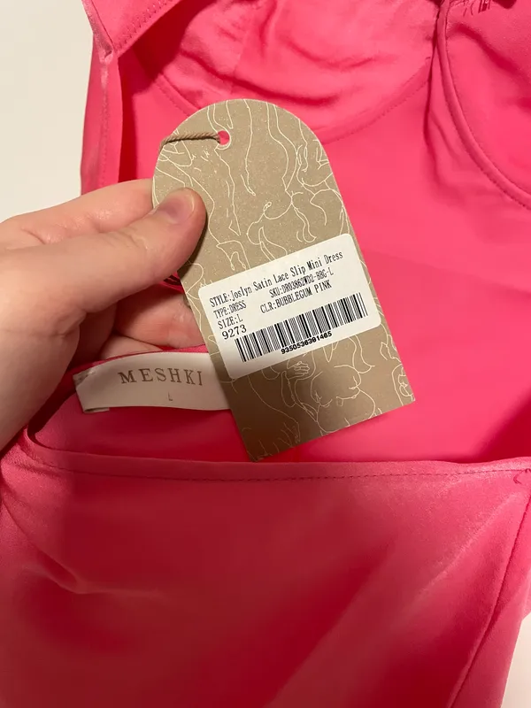 Meshki Joslyn Satin Lace Slip Dress - Bubblegum Pink - Image 5