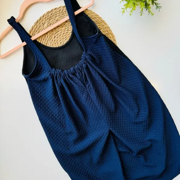 Anthropologie Maeve Dress Navy/Black Colorblock Sleeveless Pleated‎ Back Size M - Image 8