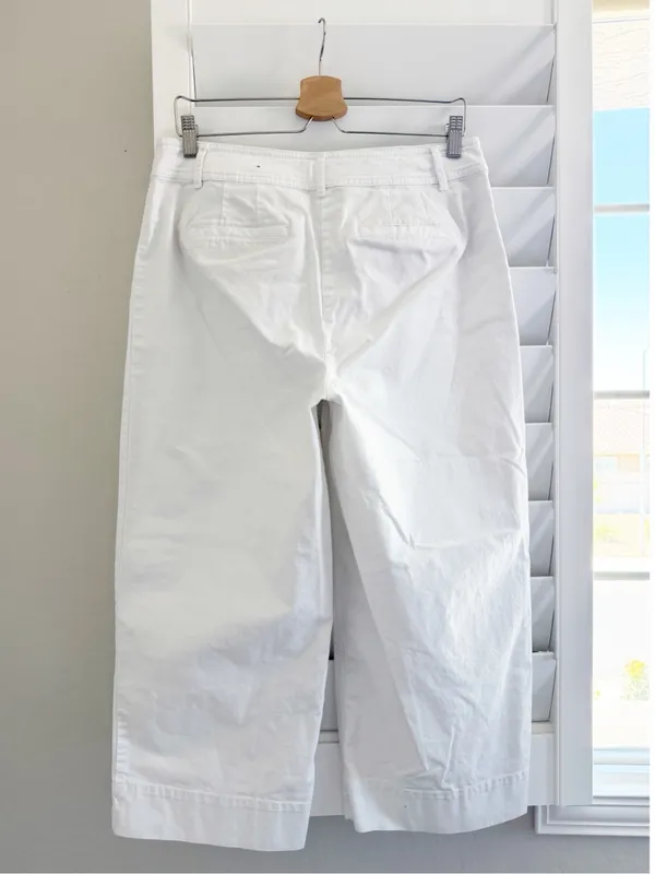 Talbots Wide Leg Crop Chino Pants in White Size 10 - Image 4