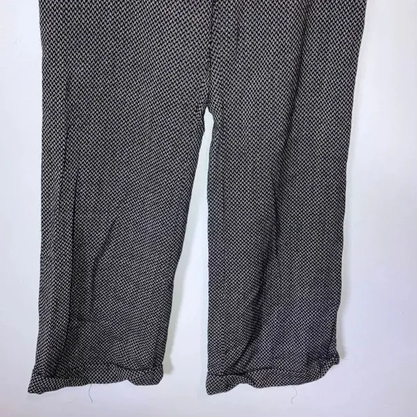 Lafayette Black & White Herringbone Wool Blend Wide Leg Pants Size 10 #771 - Image 4