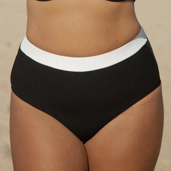 Berlook Black Contrast Trim Plus Size Bikini Top and Bottom - Image 6