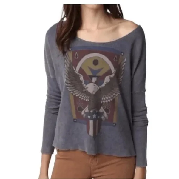 Daydreamer LA Eagle Long Sleeve Textured Top Women's‎ M Vintage Wash - Image 8